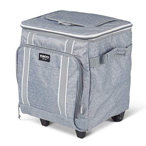 IGLOO 40 CAN LARGE PORTABLE INSULATED SOFT COOLER WITH ROLLING WHEELS, GRAY | igloo | 01