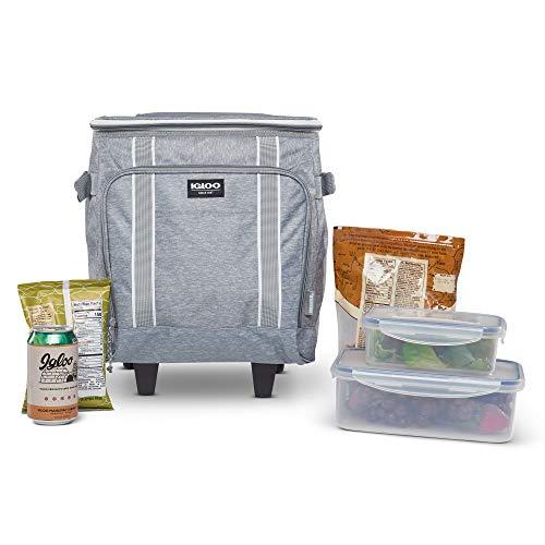IGLOO 40 CAN LARGE PORTABLE INSULATED SOFT COOLER WITH ROLLING WHEELS, GRAY | igloo | 07