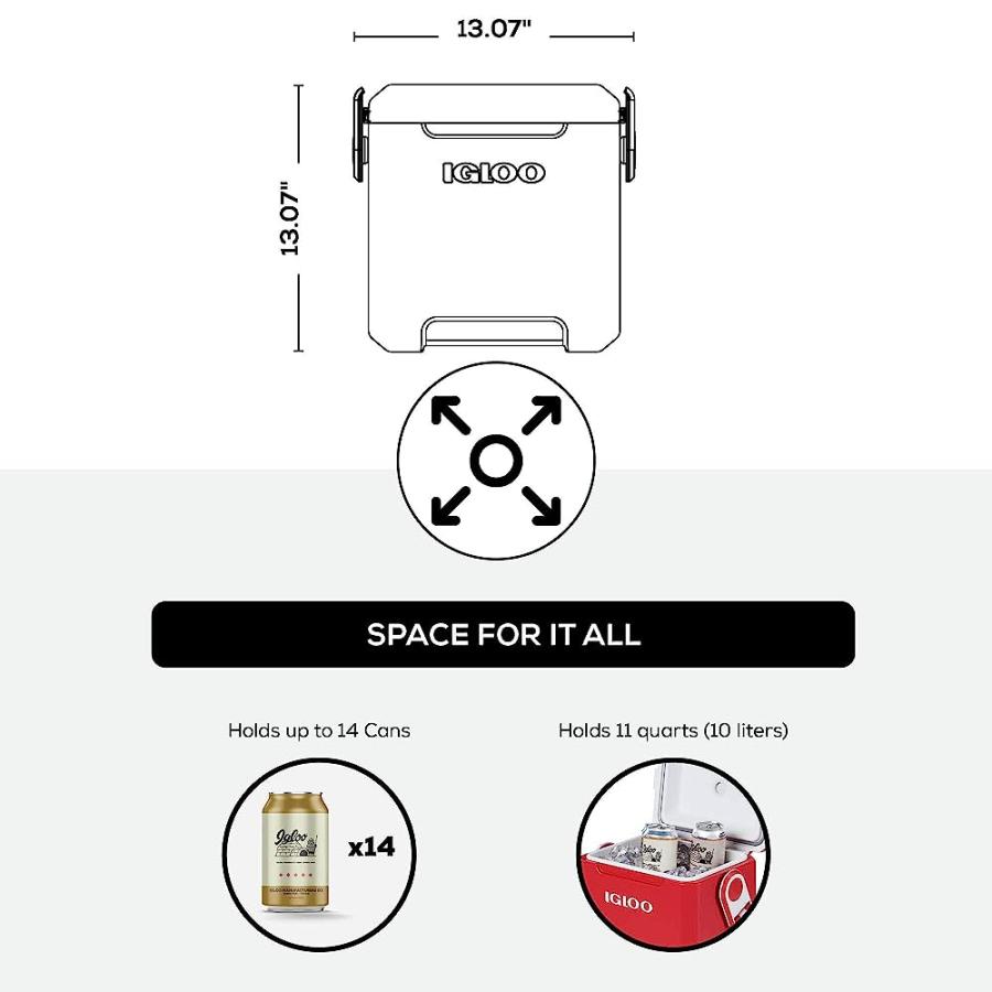 IGLOO RED 11 QT TAG-A-LONG TOO HARDSIDED STRAPPED COOLER | igloo | 04