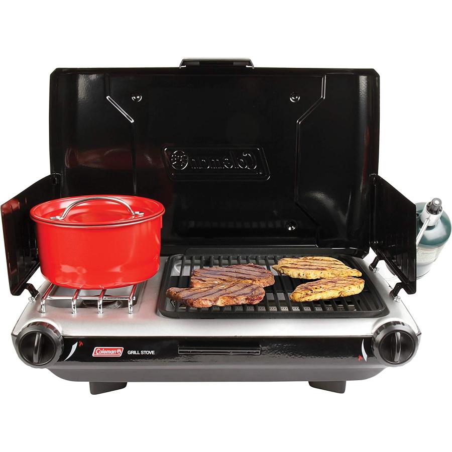 Coleman Gas Camping Grill/Stove Tabletop Propane 2 in 1 Grill/Stove, 2 Burner | Coleman | 09