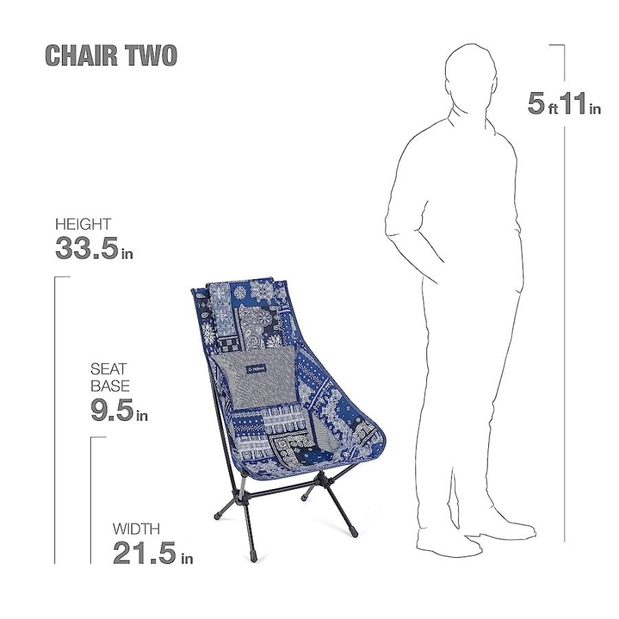HELINOX CHAIR TWO | EVOLVING FROM THEIR ORIGINAL, THE LIGHT, PACKABLE CHAIR TWO HAS AN EXTENDED BACK FOR INCREASED SUPPORT (BLUE BANDANNA QUILT + | Helinox | 03