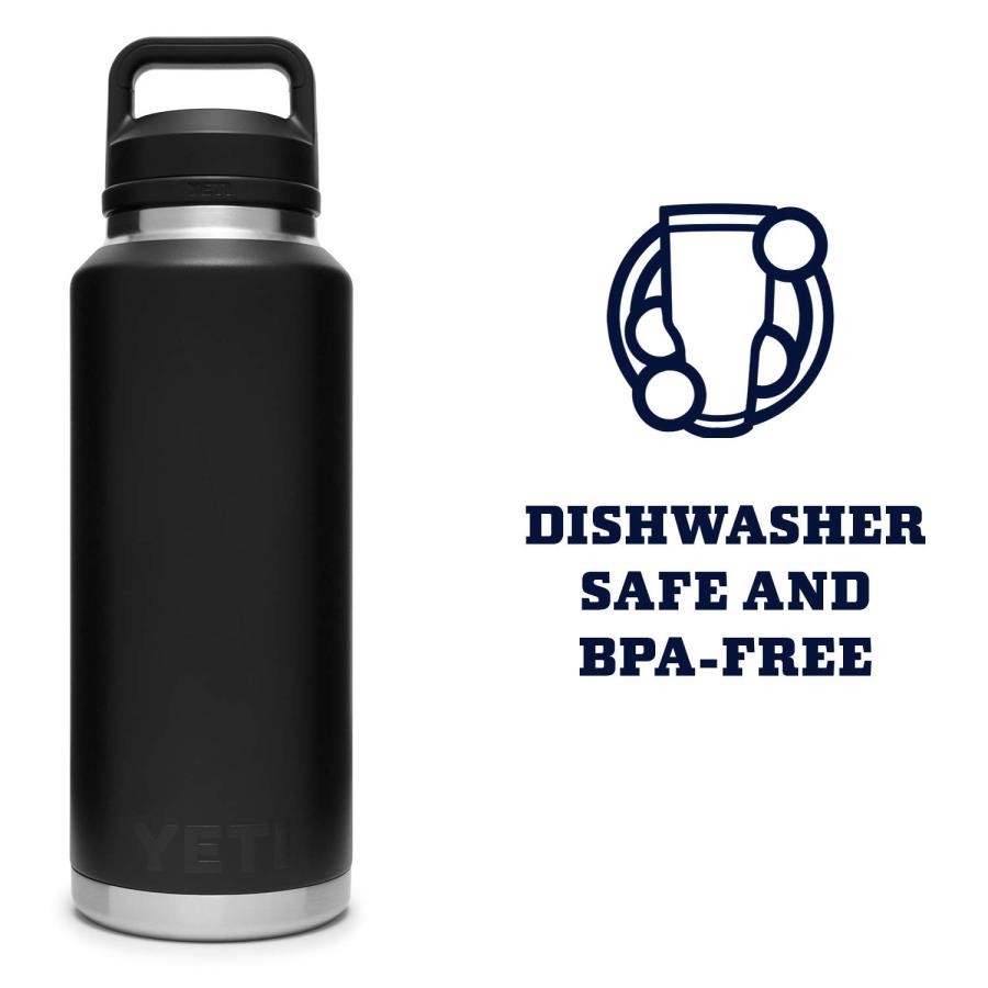 YETI Rambler 46オンス ボトル キャップ付き 真空断熱 ステンレス製、ブラック | YETI | 05