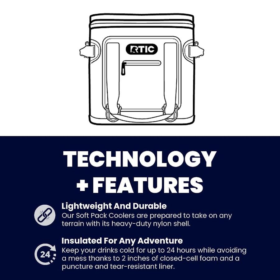 RTIC SOFT COOLER 30 CAN, INSULATED BAG PORTABLE ICE CHEST BOX FOR LUNCH, BEACH, DRINK, BEVERAGE, TRAVEL, CAMPING, PICNIC, CAR, TRIPS, FLOATING CO |  | 02