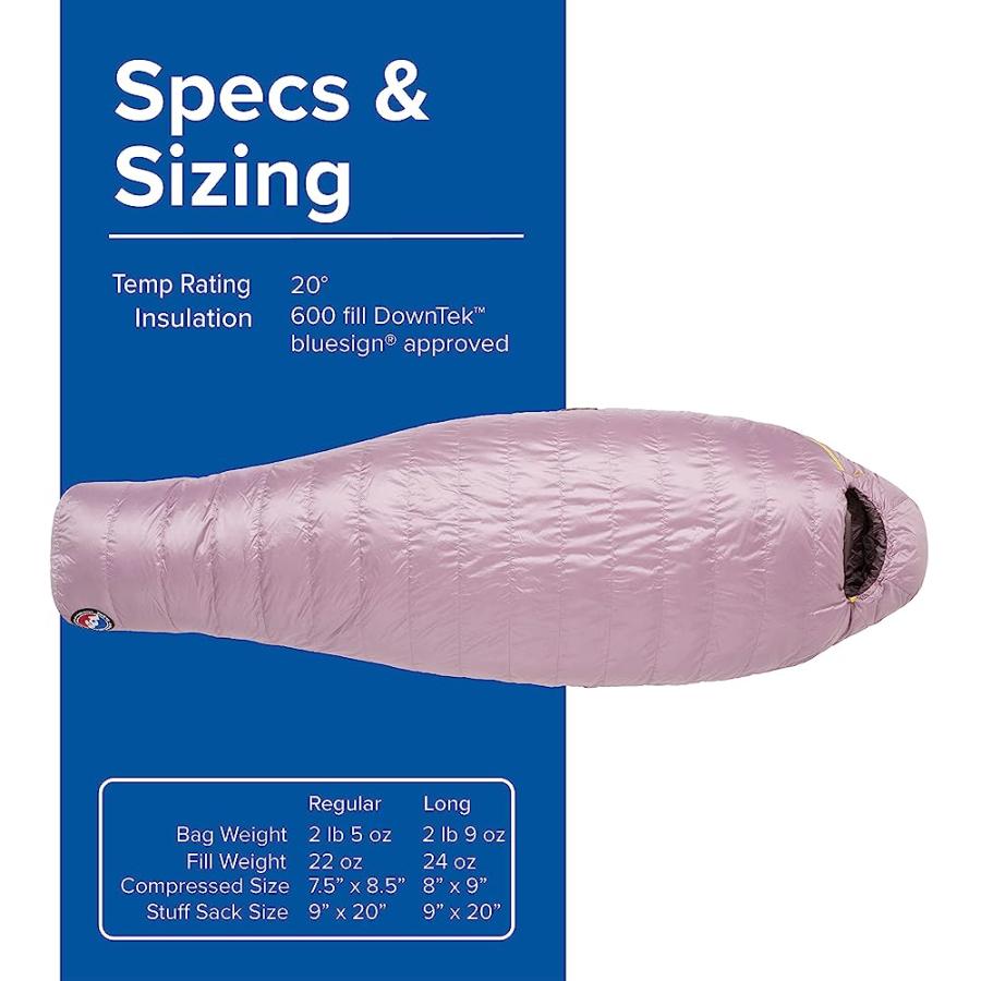 BIG AGNES WOMEN'S, GREYSTONE SLEEPING BAG, 20 DEGREE, (600 DOWNTEK), ELDERBERRY, REGULAR, RIGHT ZIP | BIG AGNES | 03