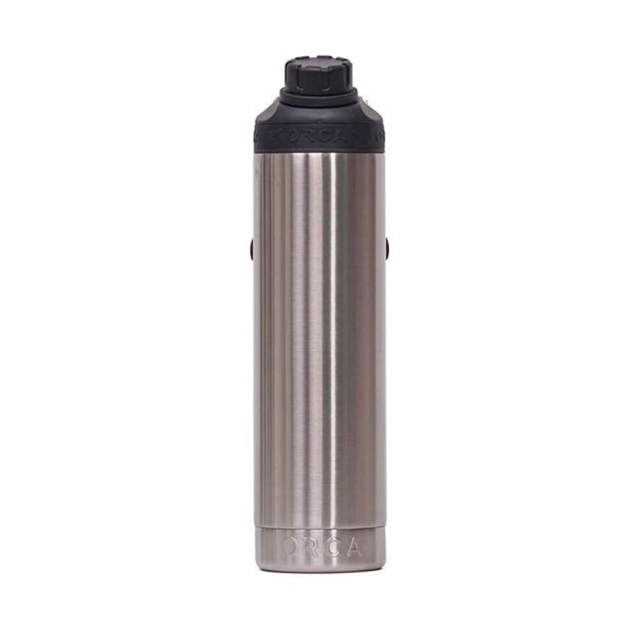 ORCA HYDRA 22 OZ. 18/8 STAINLESS STEEL INSULATED WATER BOTTLE, SCREW TOP SPORTS BOTTLE, POWDER COATED, WITH SILICONE GRIP WHALE TALE HANDLE, TOP | LES CREATIONS | 06