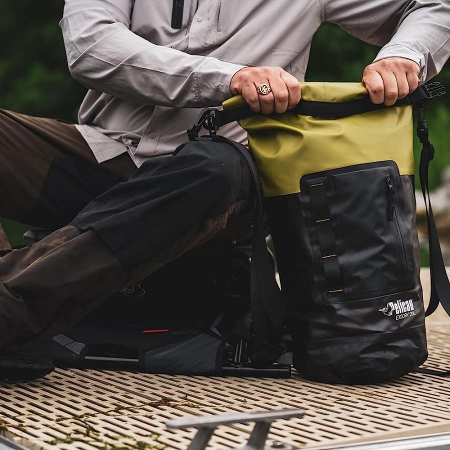PELICAN EXODRY 20L MEDIUM DRYBAG BLACK WATERPROOF SHOULDER STRAPS THICK & LIGHTWEIGHT ROLL TOP DRY COMPRESSION KEEPS GEAR DRY FOR KAYAKING, RAFTI | PELICAN PRODUCTS | 01