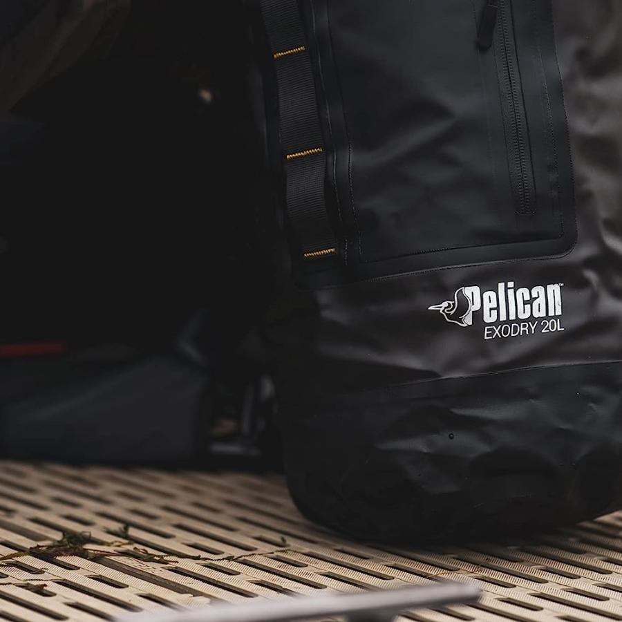 PELICAN EXODRY 20L MEDIUM DRYBAG BLACK WATERPROOF SHOULDER STRAPS THICK & LIGHTWEIGHT ROLL TOP DRY COMPRESSION KEEPS GEAR DRY FOR KAYAKING, RAFTI | PELICAN PRODUCTS | 02