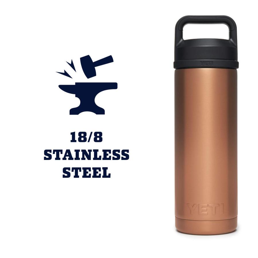 YETI Rambler 18オンス ボトル キャップ付き 真空断熱 ステンレス製、カッパー | YETI | 05