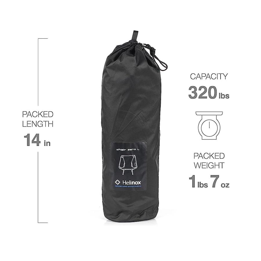 HELINOX CHAIR ZERO LARGE ULTRALIGHT COMPACT BACKPACKING CHAIR, BLACK | Helinox | 01