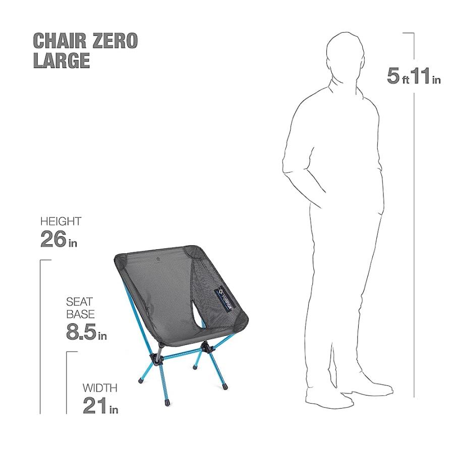 HELINOX CHAIR ZERO LARGE ULTRALIGHT COMPACT BACKPACKING CHAIR, BLACK | Helinox | 03