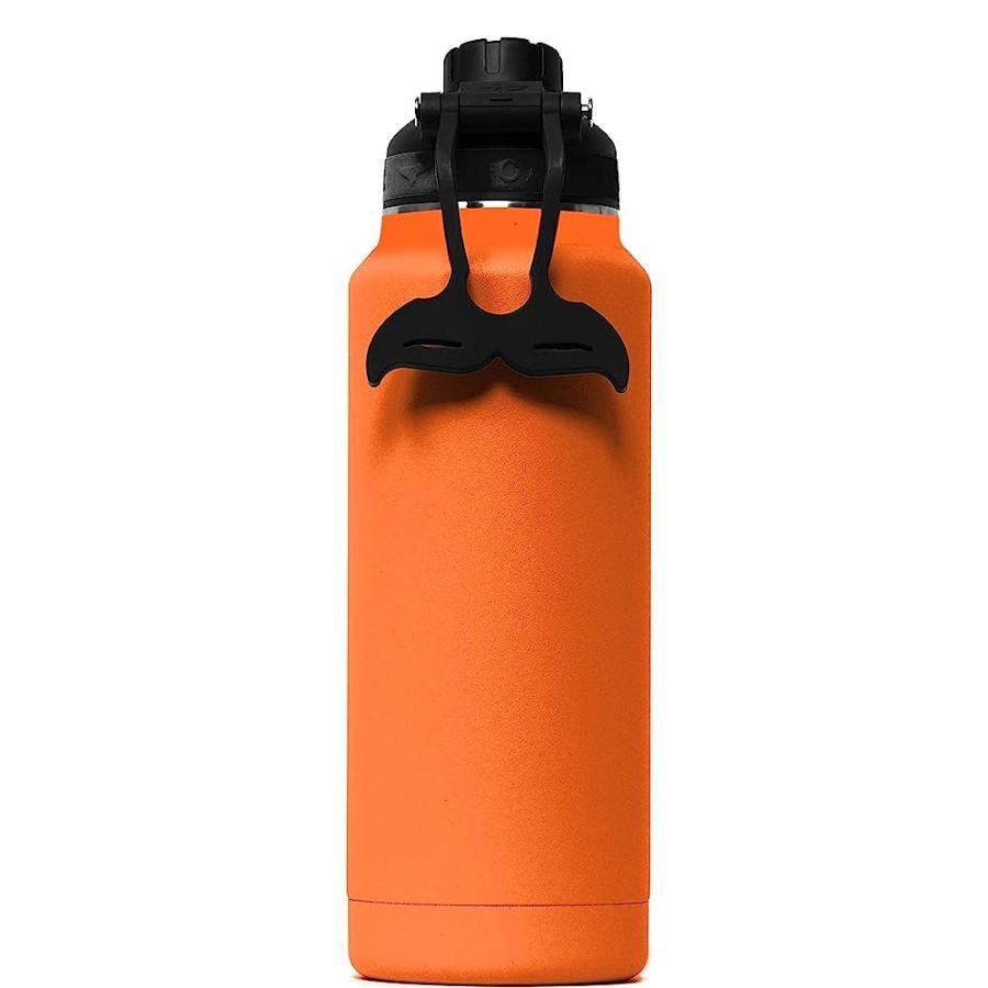 ORCA HYDRA 34 OZ. 18/8 STAINLESS STEEL INSULATED WATER BOTTLE, SCREW TOP SPORTS BOTTLE, POWDER COATED, WITH SILICONE GRIP WHALE TALE HANDLE, TOP | LES CREATIONS | 01