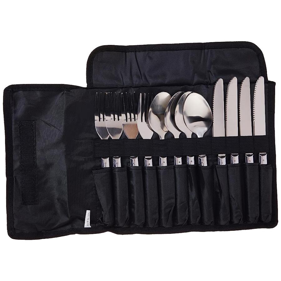 COLEMAN STAINLESS STEEL FLATWARE SET WITH PLASTIC HANDLES, 12-PIECE , BLACK | Coleman | 02