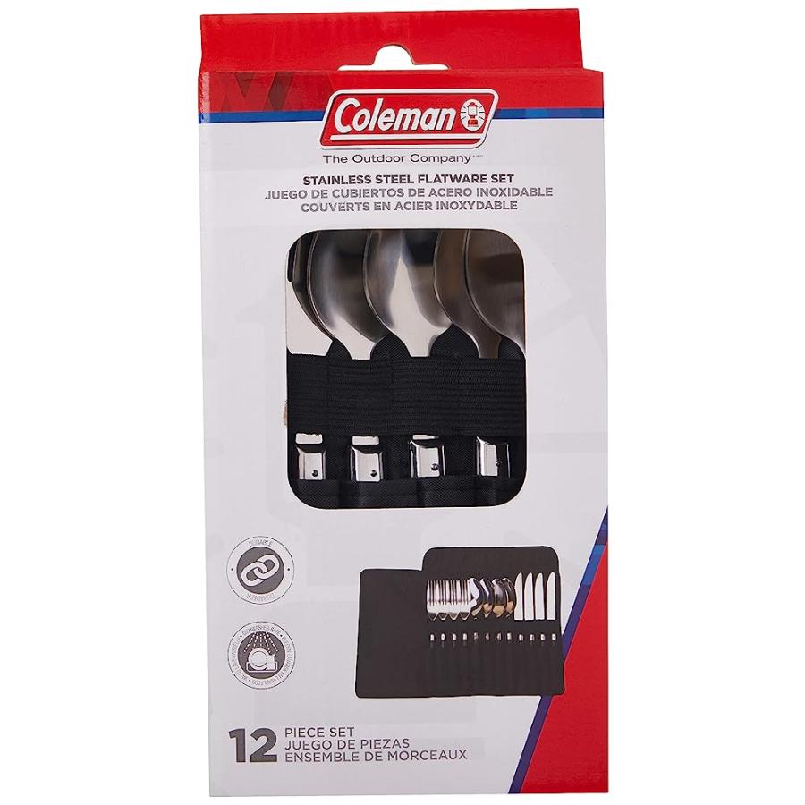 COLEMAN STAINLESS STEEL FLATWARE SET WITH PLASTIC HANDLES, 12-PIECE , BLACK | Coleman | 04