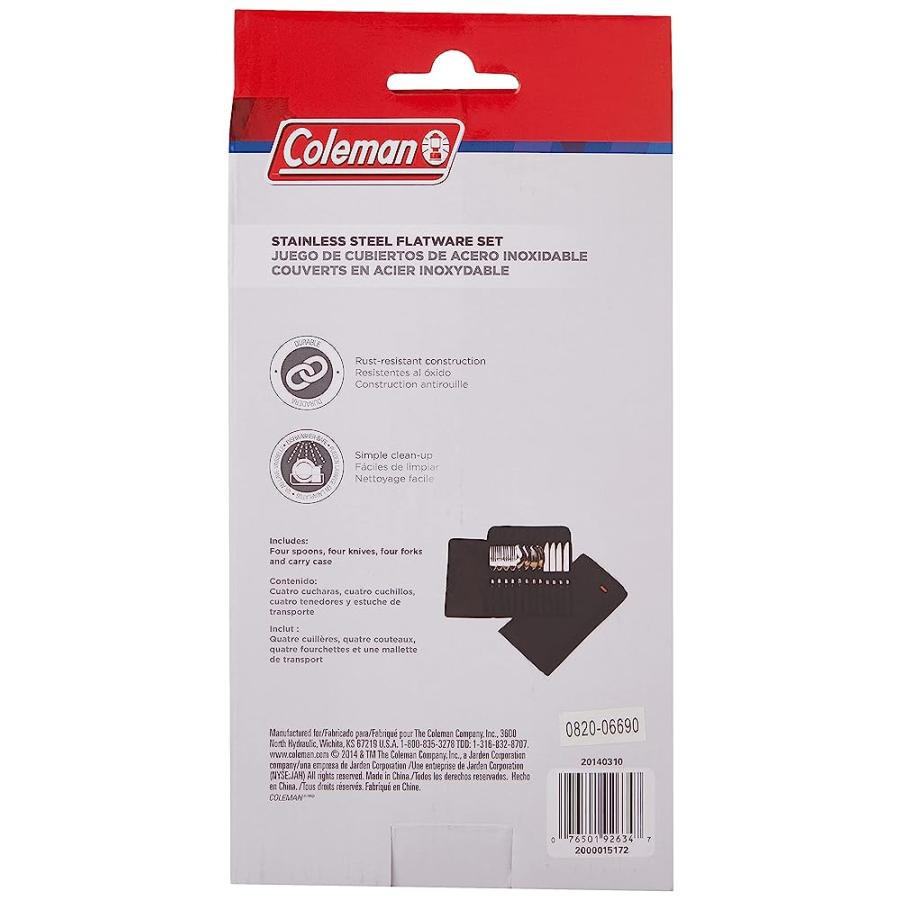 COLEMAN STAINLESS STEEL FLATWARE SET WITH PLASTIC HANDLES, 12-PIECE , BLACK | Coleman | 05