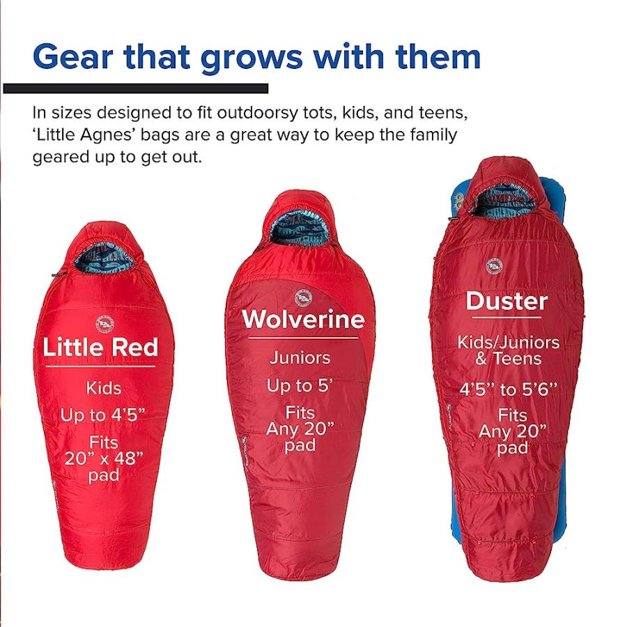 BIG AGNES LITTLE RED 15 KIDS' SYNTHETIC MUMMY SLEEPING BAG, RED, RIGHT | BIG AGNES | 05