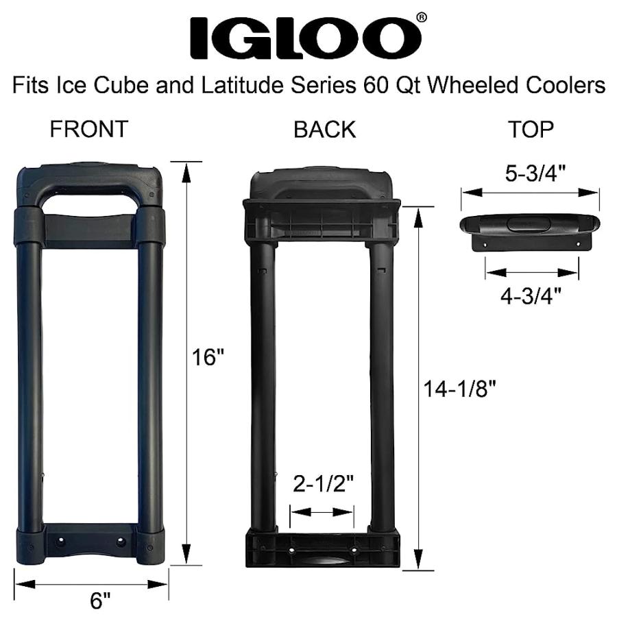IGLOO REPLACEMENT TELESCOPING HANDLE FOR ICE CUBE AND LATITUDE 60 QT WHEELED COOLER | igloo | 01