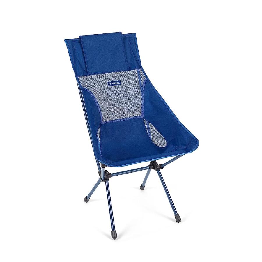 HELINOX SUNSET CHAIR LIGHTWEIGHT, HIGH-BACK, COMPACT, COLLAPSIBLE CAMPING CHAIR, BLUE BLOCK, WITH POCKETS | Helinox