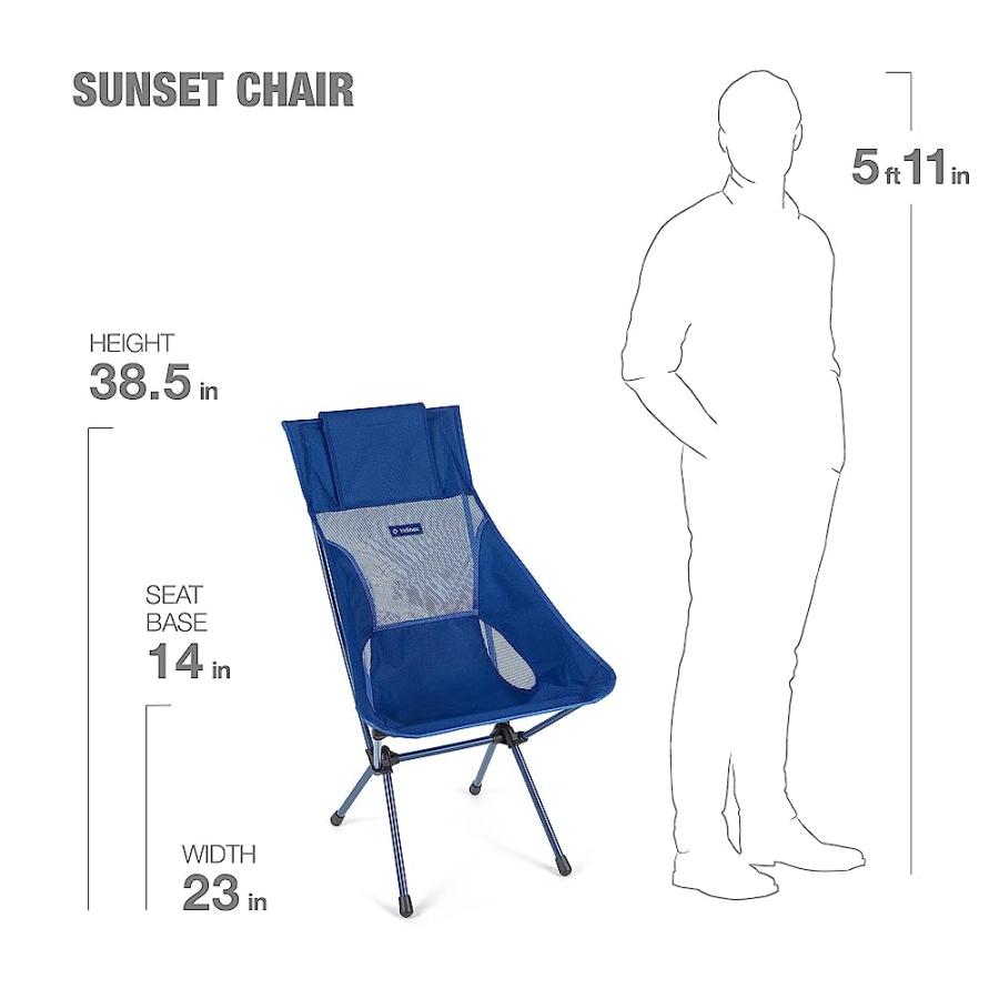HELINOX SUNSET CHAIR LIGHTWEIGHT, HIGH-BACK, COMPACT, COLLAPSIBLE CAMPING CHAIR, BLUE BLOCK, WITH POCKETS | Helinox | 03