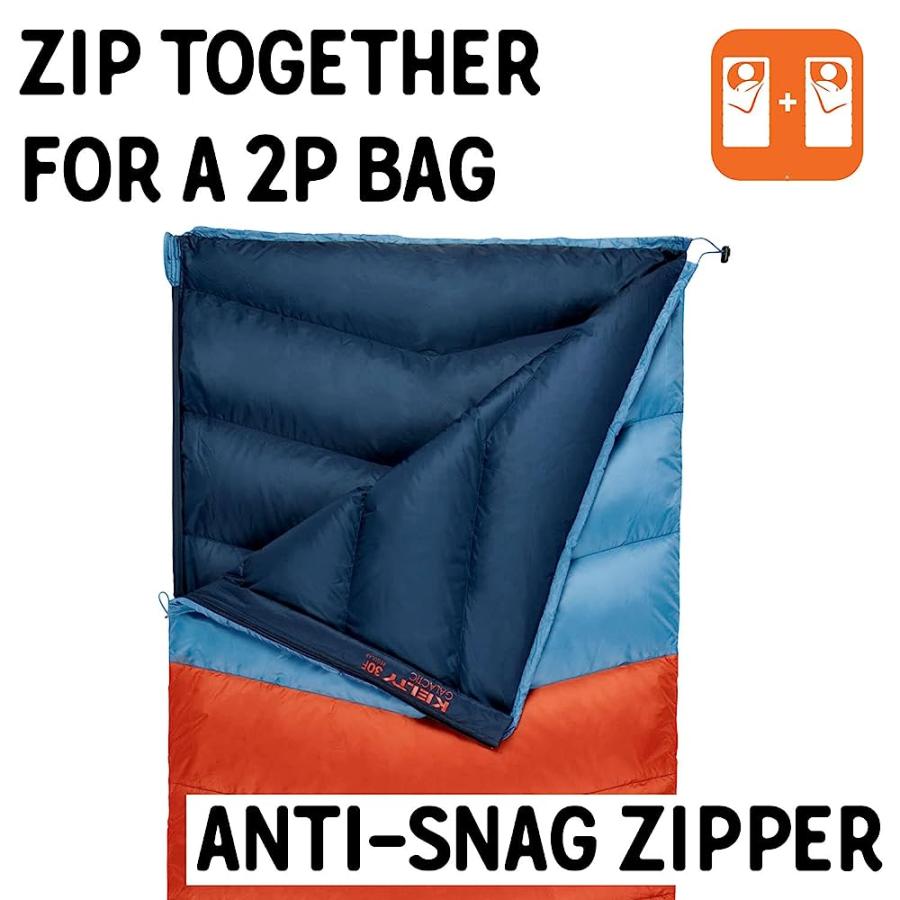 KELTY GALACTIC DOWN 30 DEGREE SLEEPING BAG, 550 FILL POWER RDS TRACKABLE DOWN, BACKPACKING AND CAMPING, ZIP TOGETHER FOR 2P SLEEPING BAG (ROOIBOS | KELTY | 02