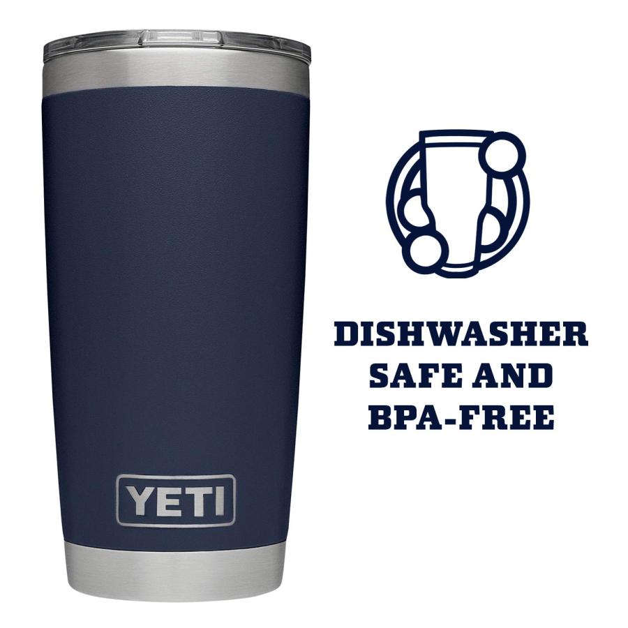 YETI Rambler 20オンス タンブラー マグスライダー蓋付き 真空断熱 ステンレス製、ネイビー | YETI | 03