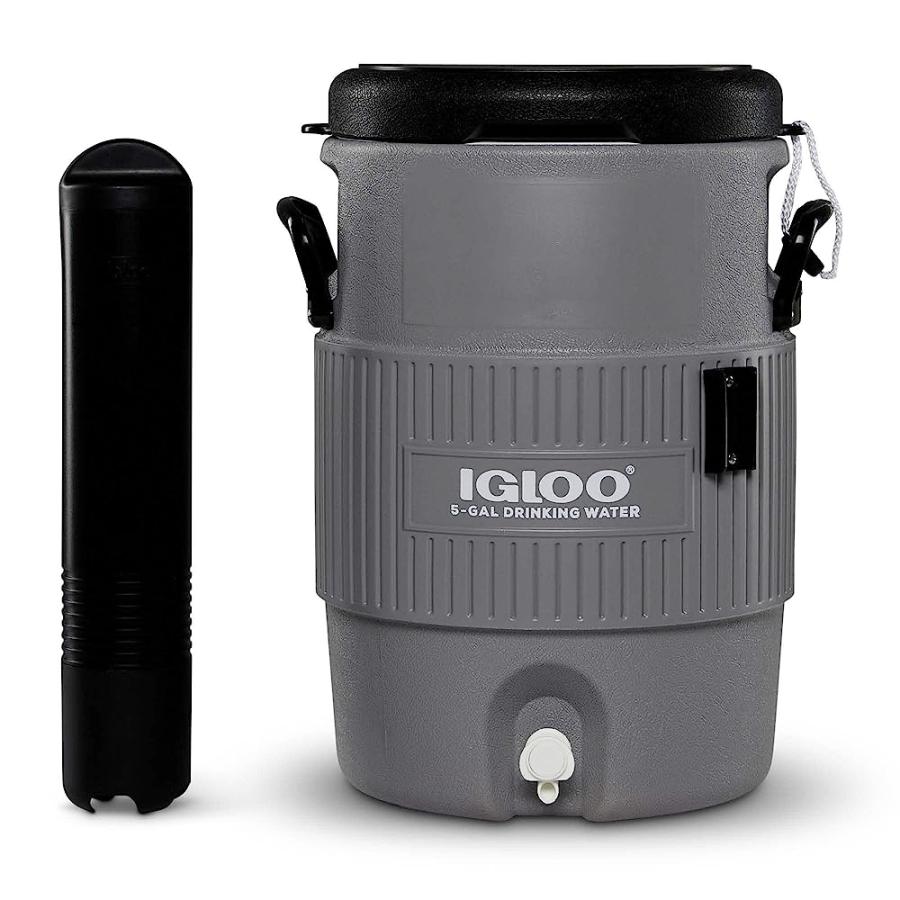 IGLOO 5 GALLON PORTABLE SPORTS COOLER WATER BEVERAGE DISPENSER WITH FLAT SEAT LID, GRAY, 4 QT | LES CREATIONS