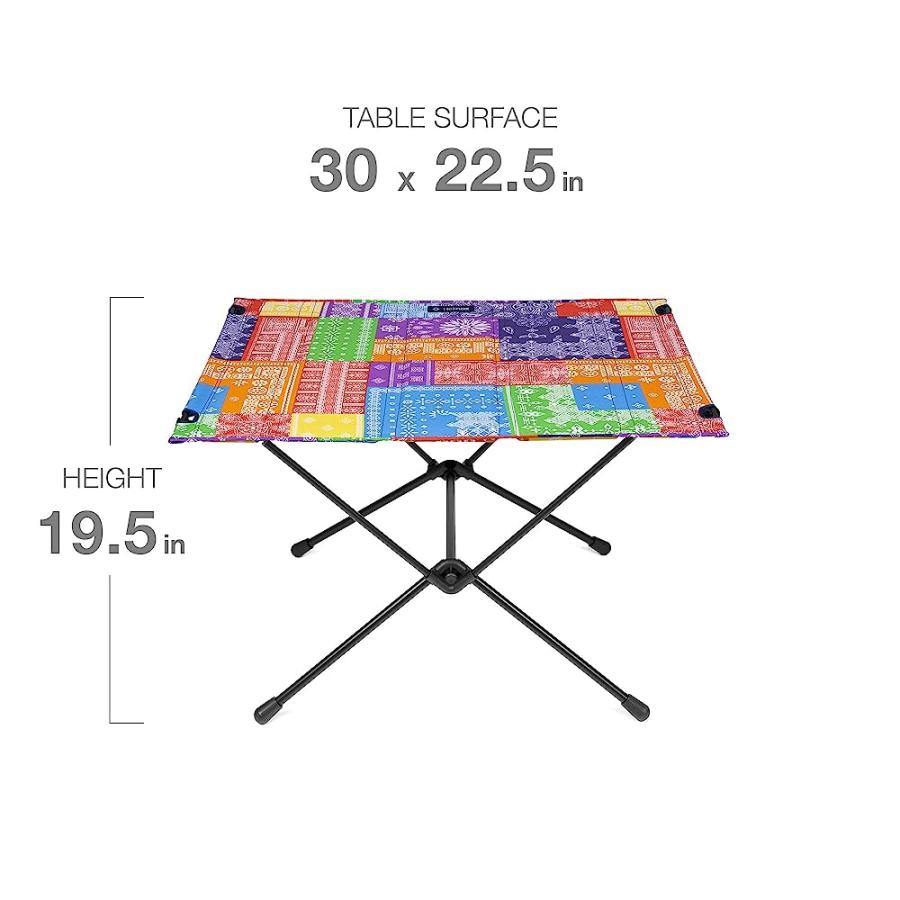 HELINOX TABLE ONE HARD TOP LIGHTWEIGHT, COLLAPSIBLE, PORTABLE, OUTDOOR CAMPING TABLE, LARGE - 30 X 22.5 INCHES, RAINBOW BANDANA | Helinox | 03