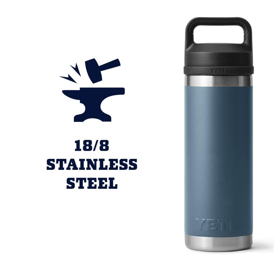 YETI Rambler 18オンス ボトル キャップ付き 真空断熱 ステンレス製、ノルディックブルー | YETI | 05