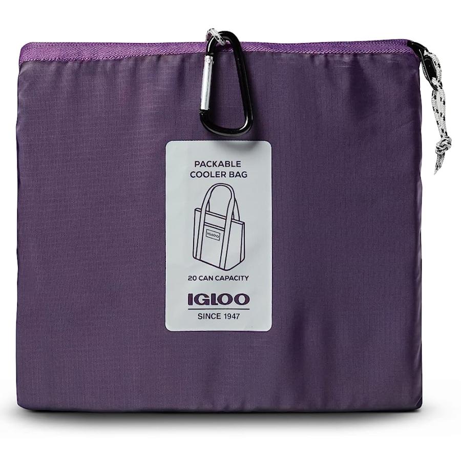IGLOO EGGPLANT 20-CAN PACKABLE PUFFER ECO-FRIENDLY SOFTSIDED BAG | igloo