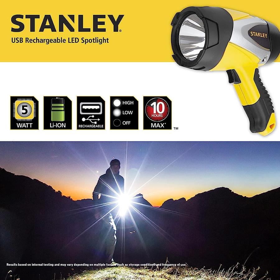 STANLEY SL5W09 RECHARGEABLE 1000 LUMEN LITHIUM ION ULTRA BRIGHT LED SPOTLIGHT FLASHLIGHT | STANLEY | 02