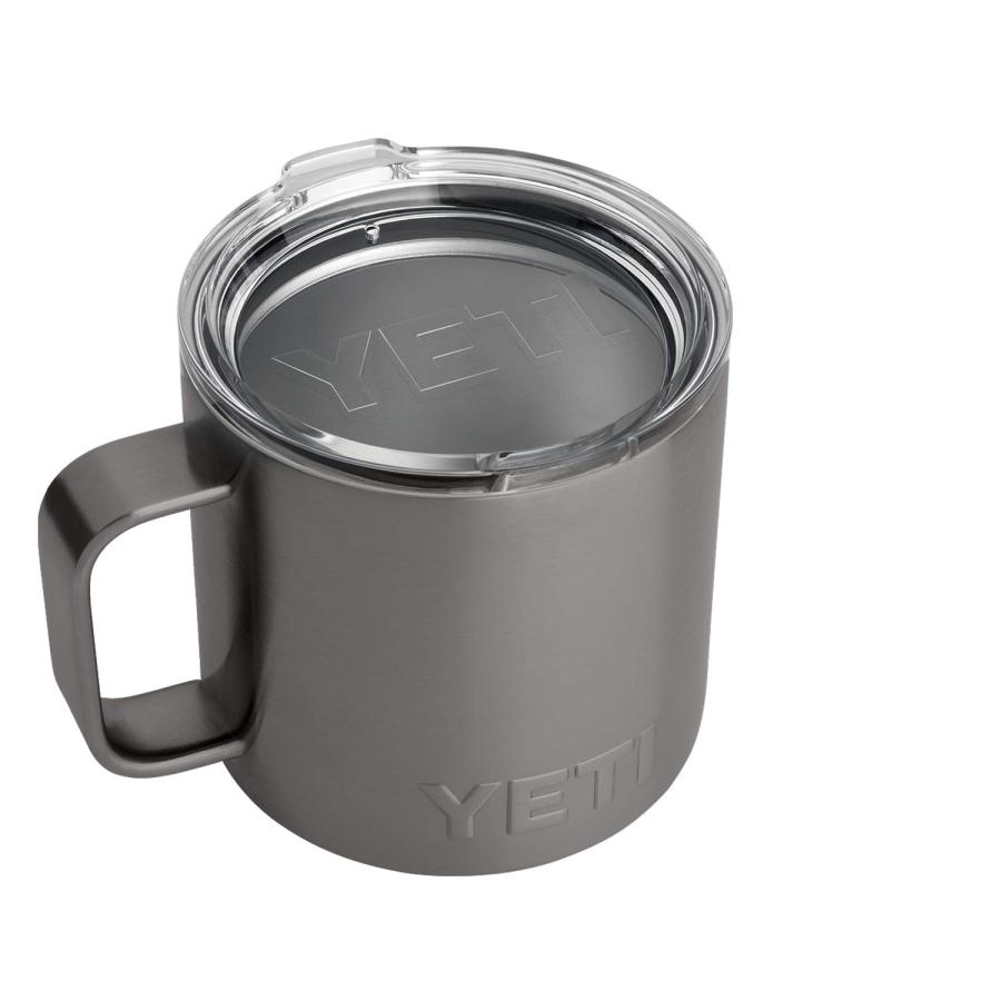 YETI Rambler 14オンス マグカップ 蓋付き 真空断熱 ステンレス製、グラファイト | YETI