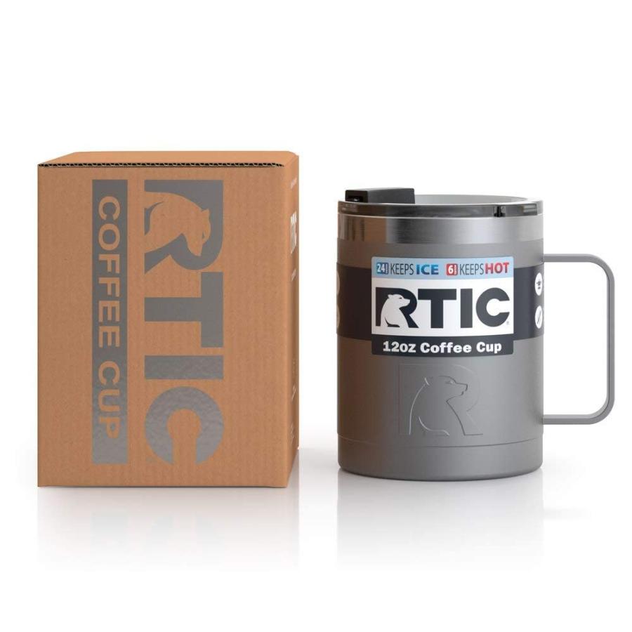 RTIC COFFEE MUG WITH HANDLE, 12 OZ, GRAPHITE, PORTABLE TRAVEL THERMAL CAMPING CUP, VACUUM-INSULATED WITH LID, STAINLESS STEEL, SWEAT PROOF, KEEPS |  | 01