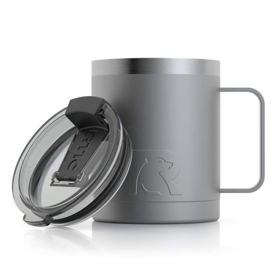 RTIC COFFEE MUG WITH HANDLE, 12 OZ, GRAPHITE, PORTABLE TRAVEL THERMAL CAMPING CUP, VACUUM-INSULATED WITH LID, STAINLESS STEEL, SWEAT PROOF, KEEPS |  | 02