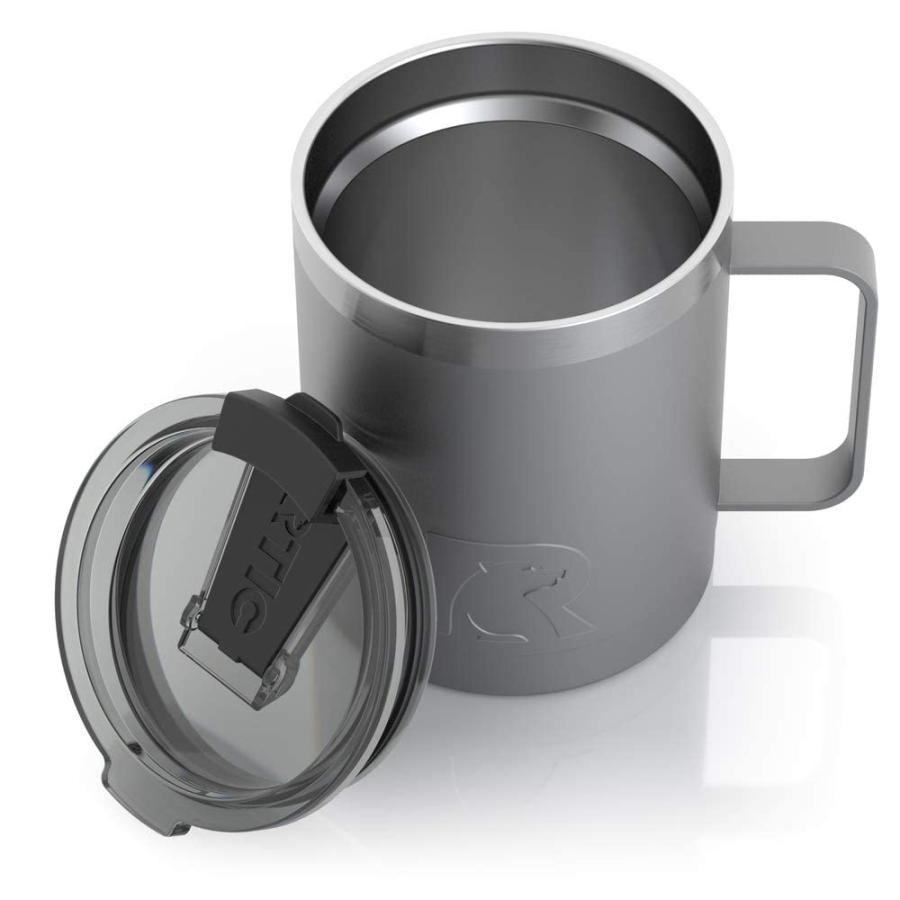 RTIC COFFEE MUG WITH HANDLE, 12 OZ, GRAPHITE, PORTABLE TRAVEL THERMAL CAMPING CUP, VACUUM-INSULATED WITH LID, STAINLESS STEEL, SWEAT PROOF, KEEPS |  | 03