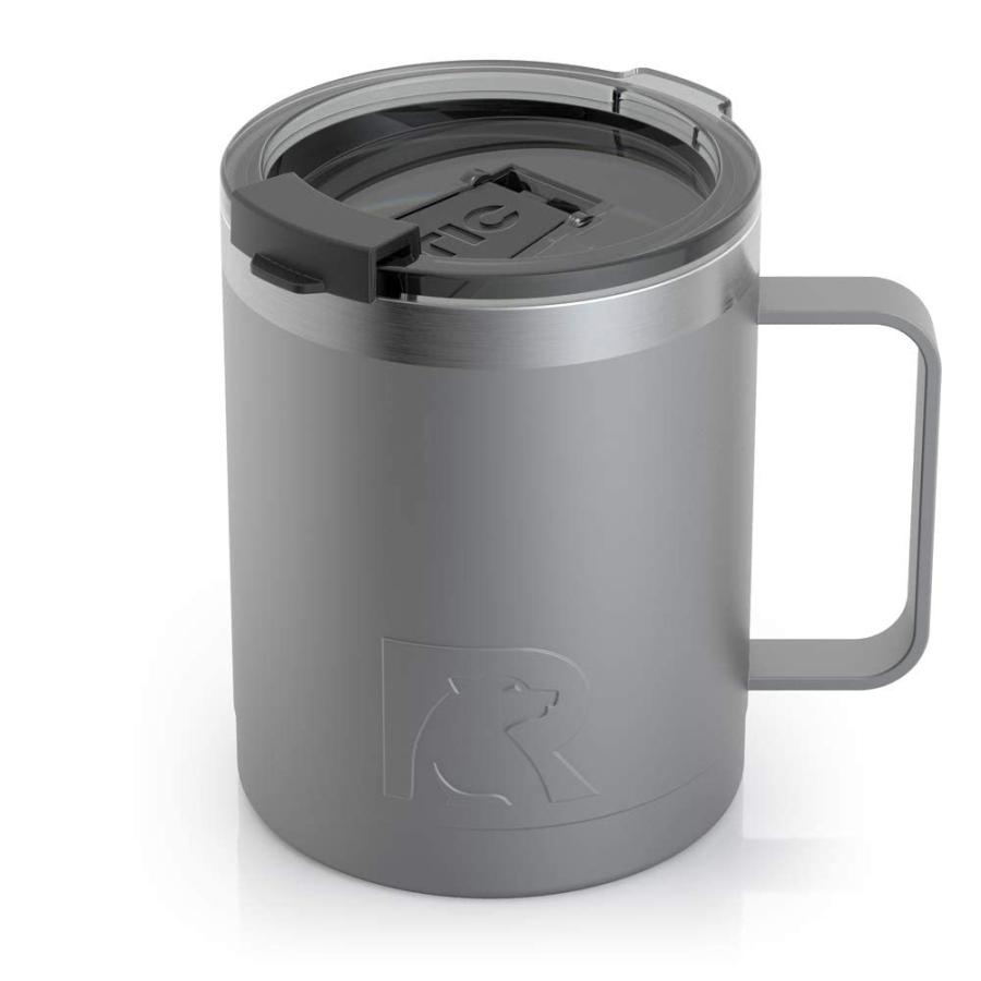RTIC COFFEE MUG WITH HANDLE, 12 OZ, GRAPHITE, PORTABLE TRAVEL THERMAL CAMPING CUP, VACUUM-INSULATED WITH LID, STAINLESS STEEL, SWEAT PROOF, KEEPS |  | 04