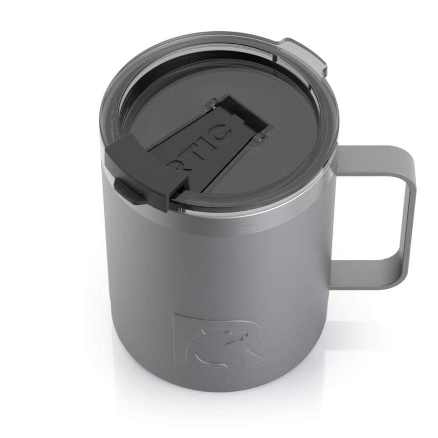 RTIC COFFEE MUG WITH HANDLE, 12 OZ, GRAPHITE, PORTABLE TRAVEL THERMAL CAMPING CUP, VACUUM-INSULATED WITH LID, STAINLESS STEEL, SWEAT PROOF, KEEPS |  | 05