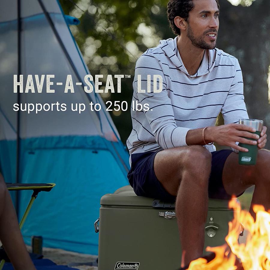 Coleman Reunion Insulated Portable Ice Chest, 54qt Steel Belted Leak Resistant Cooler with Heavy Duty Latch, Handles and Drain | Coleman | 04