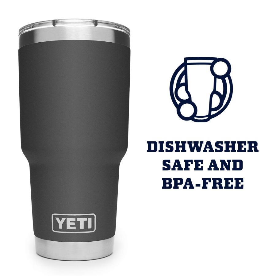 YETI Rambler 30オンス タンブラー マグスライダー蓋付き 真空断熱 ステンレス製、チャコール | YETI | 03