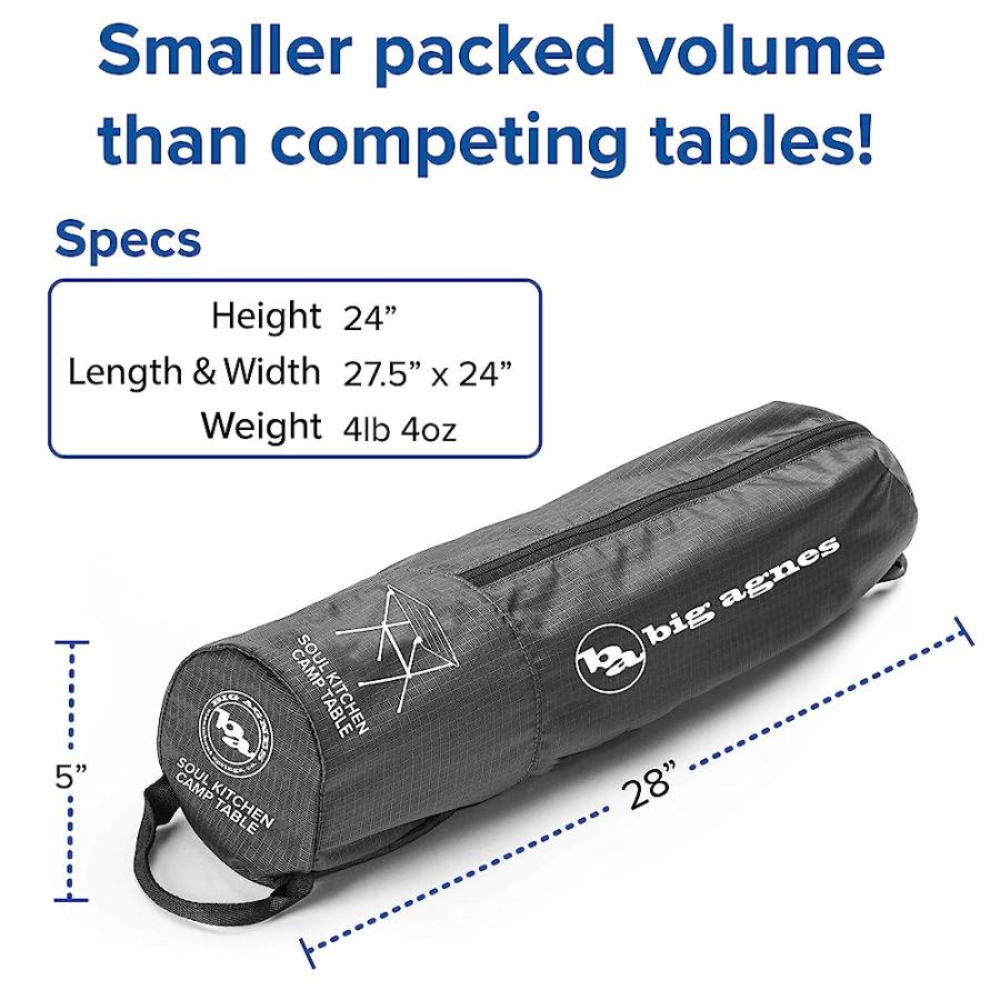 BIG AGNES WOODCHUCK & SOUL KITCHEN TABLES - ULTRALIGHT, HARD-TOP TABLES FOR CAMPING AND BACKPACKING, SOUL KITCHEN TABLE (ASPHALT) | BIG AGNES | 04