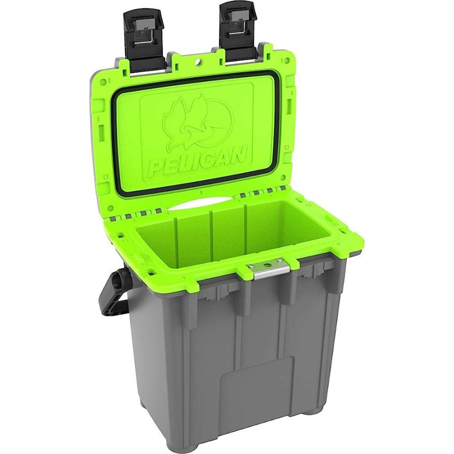 PELICAN 20QT ELITE COOLER (DARK GREY/GREEN) | 15 CAN OR 4 WINE BOTTLE CAPACITY WITH ICE | 2 DAY ICE RETENTION | GUARANTEED FOR LIFE | PELICAN PRODUCTS | 01