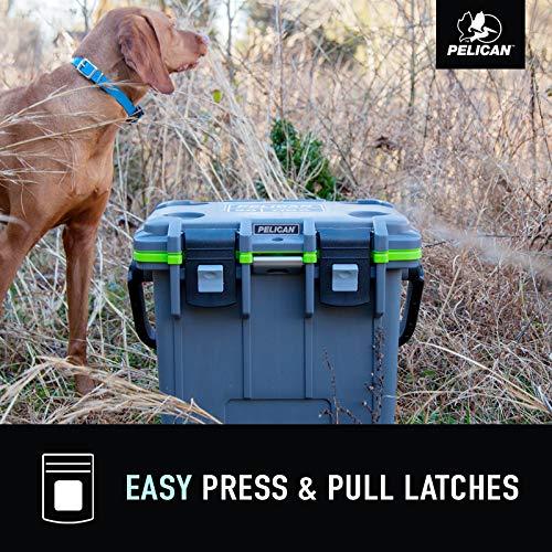 PELICAN 20QT ELITE COOLER (DARK GREY/GREEN) | 15 CAN OR 4 WINE BOTTLE CAPACITY WITH ICE | 2 DAY ICE RETENTION | GUARANTEED FOR LIFE | PELICAN PRODUCTS | 08