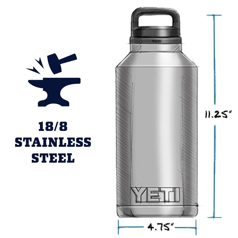 YETI Rambler 64オンス ボトル キャップ付き 真空断熱 ステンレス製、ハーベストレッド | YETI | 03