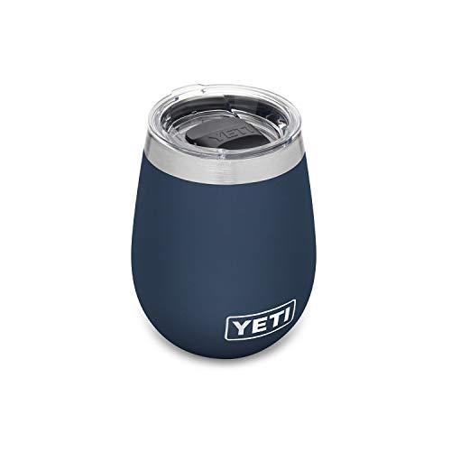 YETI Rambler 10オンス ワインタンブラー マグスライダー蓋付き 真空断熱 ステンレス製、ネイビー | YETI