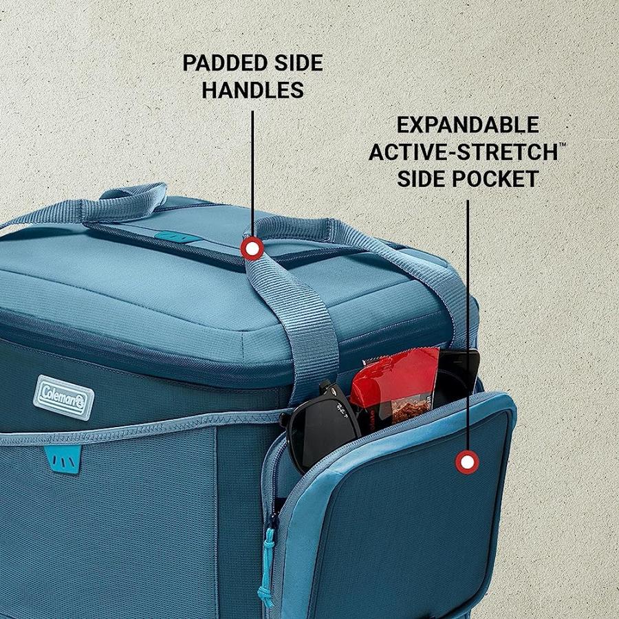 COLEMAN SPORTFLEX SOFT COOLER WITH 4WAY STRETCH MESH POCKETS, EXPANDABLE ACTIVE STRETCH SIDE POCKETS, COOLER BAG, SOFT SIDED COOLER, INSULATED LU | Coleman | 02