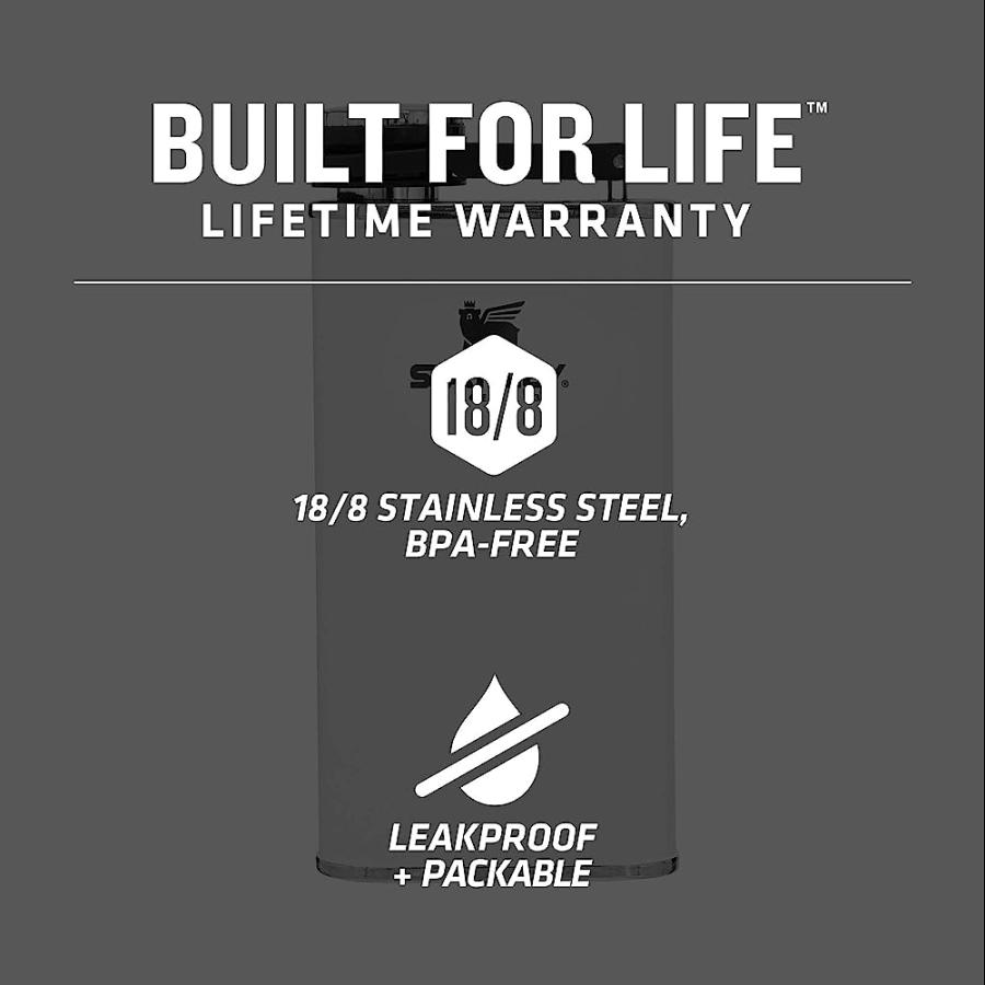 STANLEY CLASSIC FLASK 8OZ WITH NEVER-LOSE CAP, WIDE MOUTH STAINLESS STEEL HIP FLASK FOR EASY FILLING & POURING, INSULATED BPA-FREE LEAK-PROOF FLA | STANLEY | 01