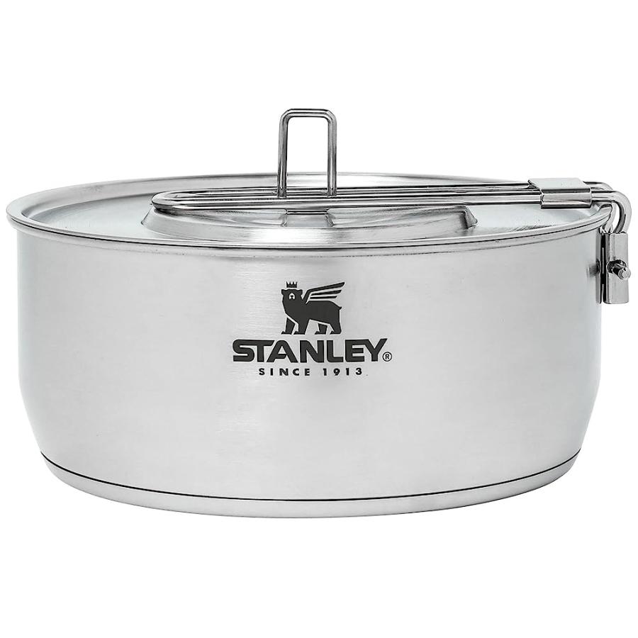STANLEY EVEN HEAT ESSENTIAL POT SET, 4-PIECE CAMPING COOKWARE SET WITH STAINLESS STEEL POTS AND PANS, UTENSILS, LIDS, AND COOKING ACCESSORIES, OU | STANLEY