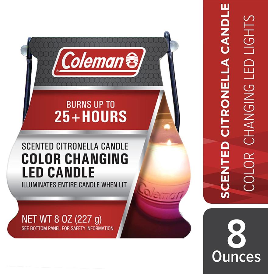 Coleman Color Changing LED Candle - Citronella Candle, Outdoor Candle - 8 oz (Boxed) | Coleman | 02