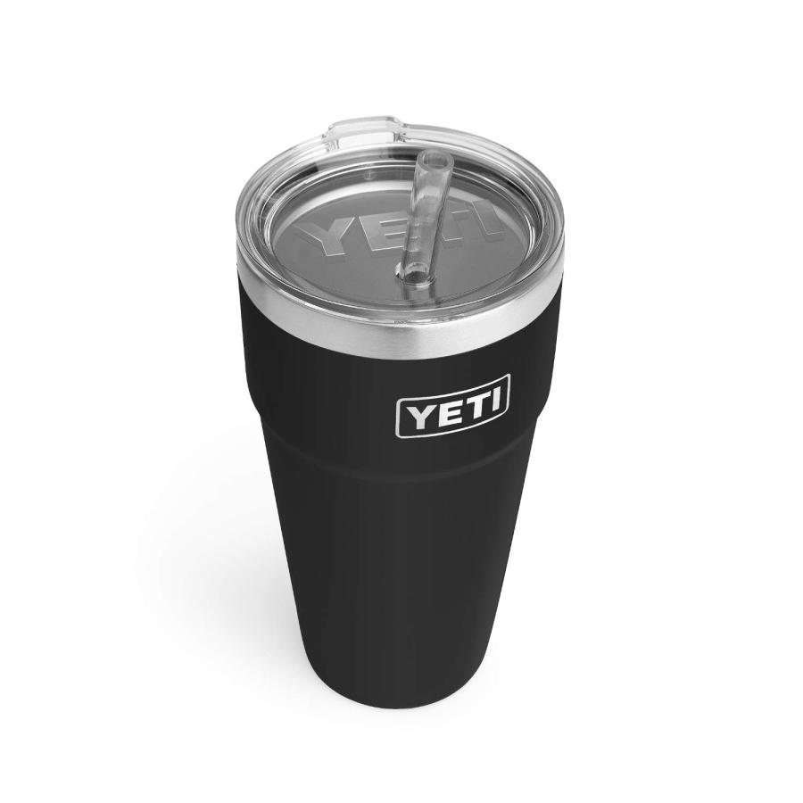 YETI Rambler 26オンス ストローカップ ストロー蓋付き 真空断熱 ステンレス製、ブラック | YETI