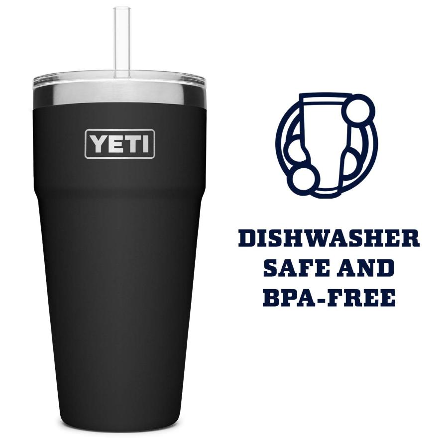 YETI Rambler 26オンス ストローカップ ストロー蓋付き 真空断熱 ステンレス製、ブラック | YETI | 02