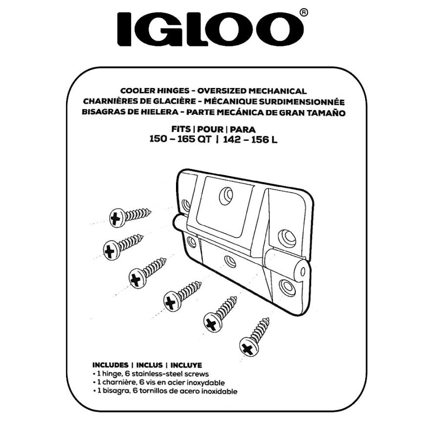 IGLOO COOLER OVERSIZED MECHANICAL HINGE FOR 150-165 QT COOLERS, BLACK (1 HINGE) | igloo | 02