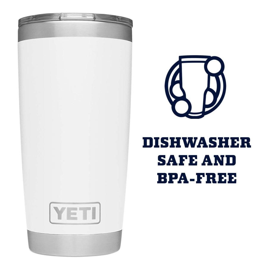 YETI Rambler 20オンス タンブラー マグスライダー蓋付き 真空断熱 ステンレス製、ホワイト | YETI | 03